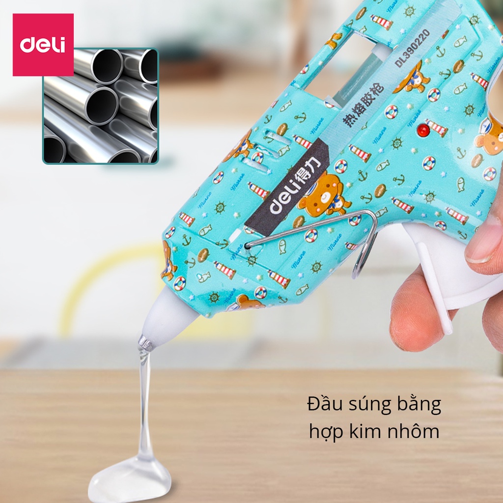 Súng Bắn Keo Nến Silicon Deli 20W - Thiết kế dễ thương, An Toàn, Nhỏ Gọn, Dễ Sử Dụng - DL390020/DL390120/DL390220