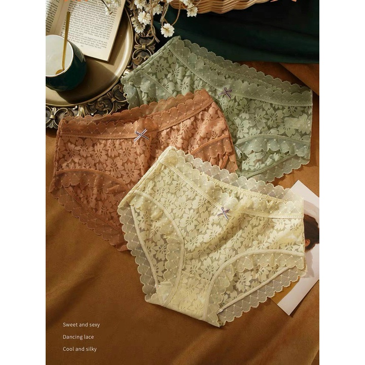 Quần chip nữ Quần lót su ren  cao cấp kháng khuẩn mềm mịn nhẹ nhàng cạp viền ren cuốn hút cực kỳ thoải mái QL04