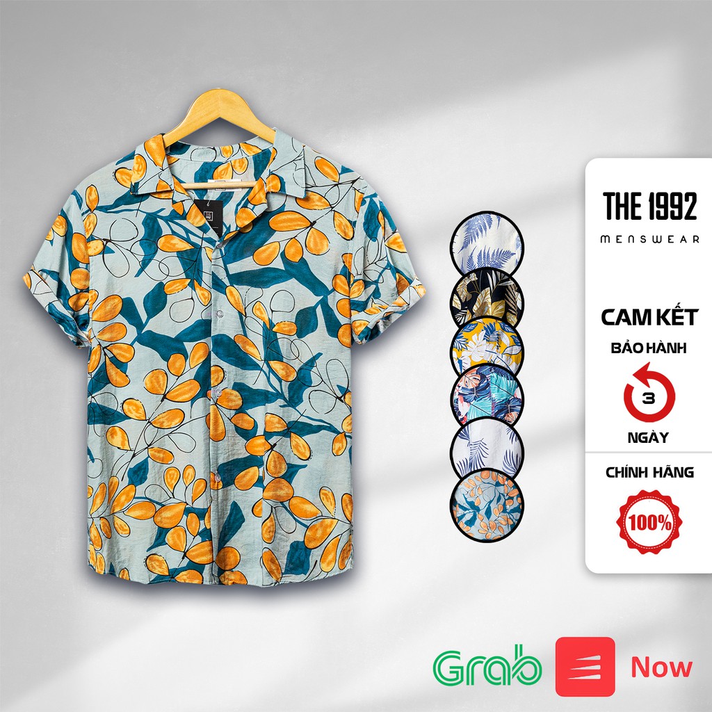 Áo đũi sơ mi Áo nhóm đi biển LINEN Áo có cổ họa tiết hoa lá THE 1992