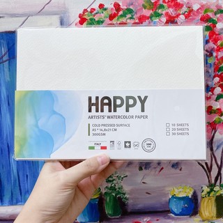 Giấy vẽ màu nước Happy A5 - xấp 10 tờ