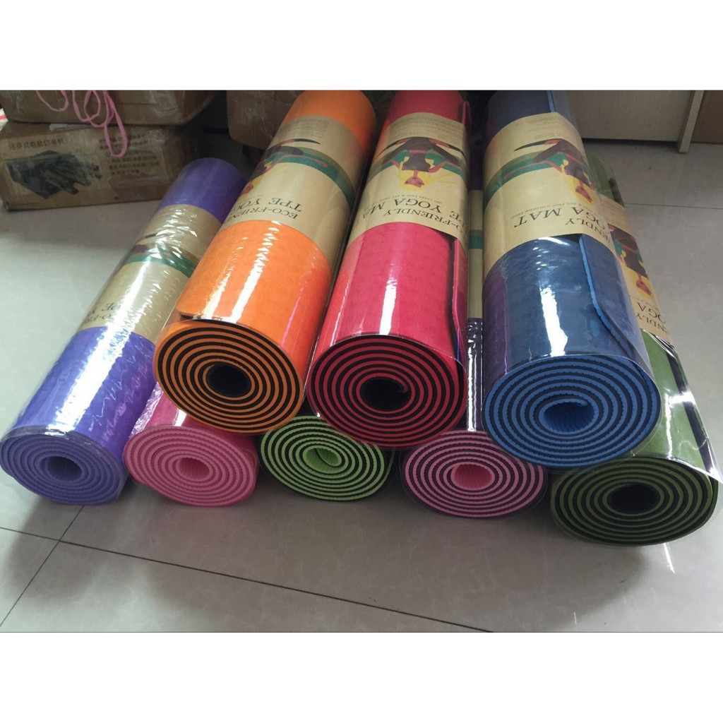 Thảm yoga thảm tập gym tại nhà chống trượt tpe 2 lớp 6-8 mm GADUVI