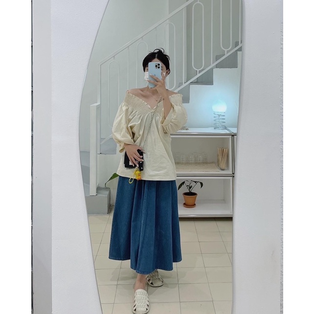 CHÂN VÁY BÒ SIÊU ĐẸP 2 MÀU