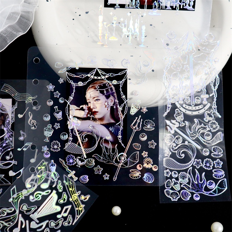 Miếng dán hình bông tuyết màu bạc galaxy dễ thương