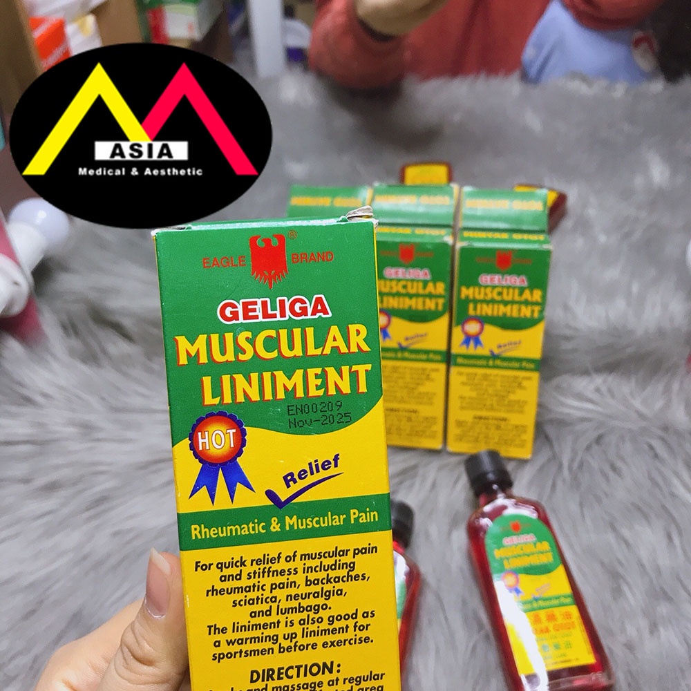 Dầu nóng GELIGA Muscular Liniment hiệu con ó xoa bóp xoa bóp gia truyền bạc hà long não giảm đau bong gân Indonesia 60ml