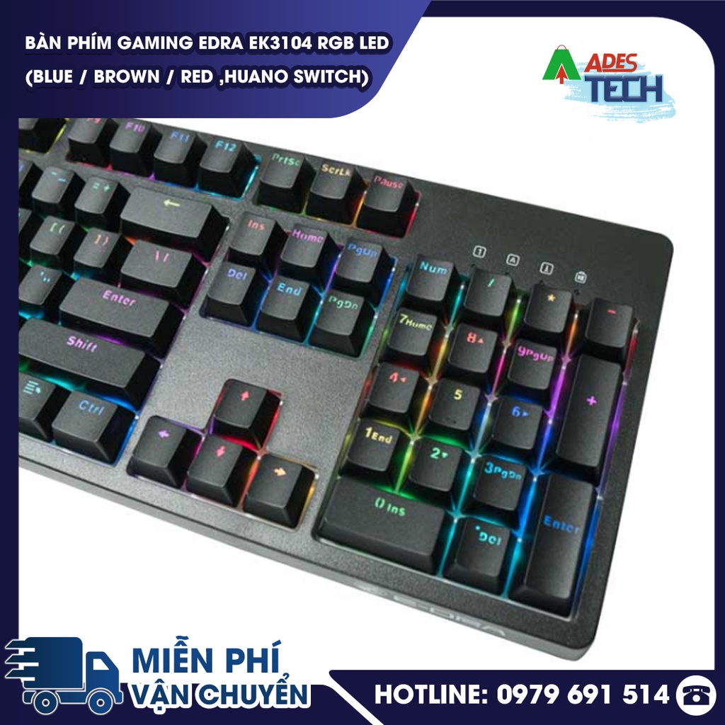 Bàn Phím Cơ Gaming Edra EK3104 LED RGB  | Bảo Hành 24 Tháng