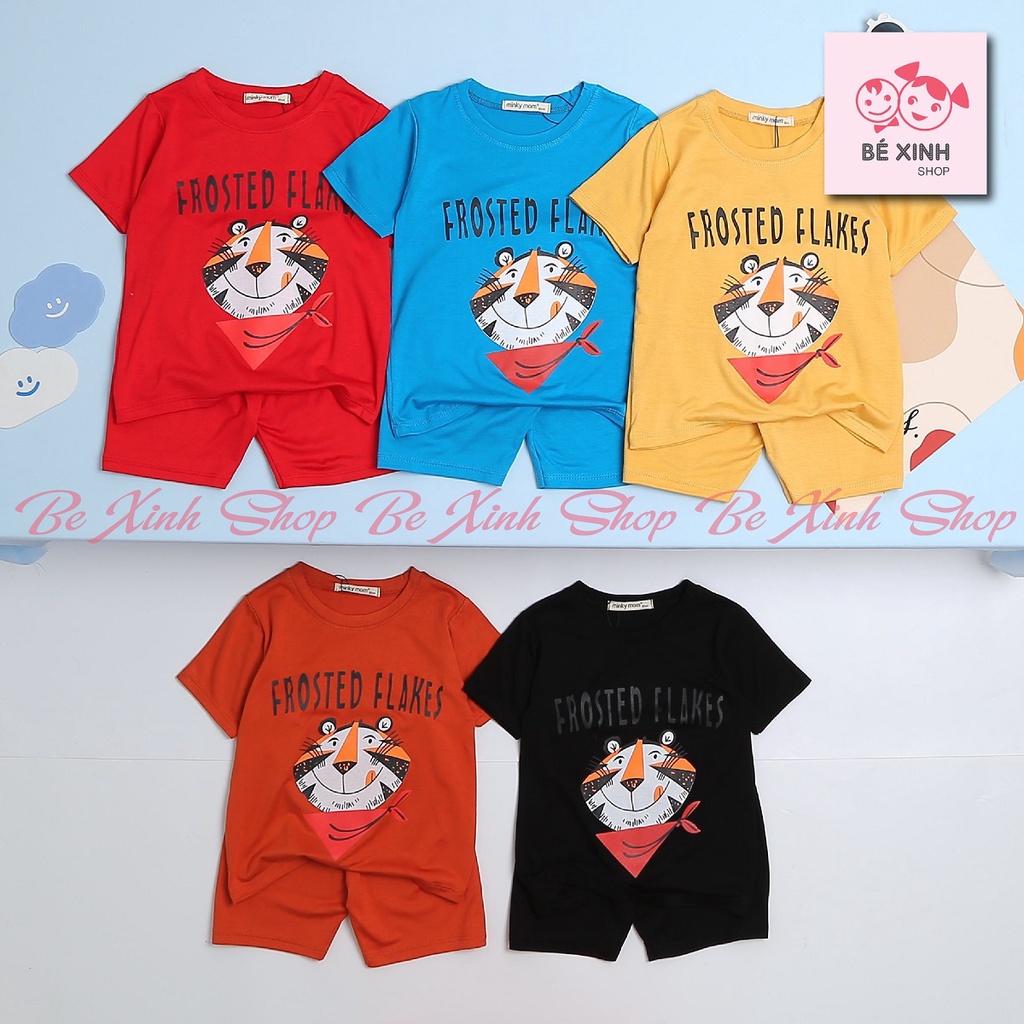 Quần áo đồ bộ cộc hè trẻ em cho bé trai bé gái Minky Mom [Sale Gấp] Đồ bộ mùa hè thun lạnh cho bé gái trai IN HỔ lạ mắt