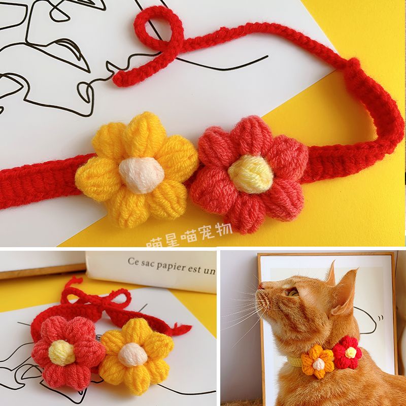 Vòng cổ thú cưng handmade, vòng cổ chó mèo dễ thương, phụ kiện thú cưng,  collar pet crochet