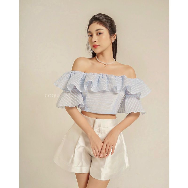 🌸Áo croptop trễ vai bèo tiểu thư❤❤