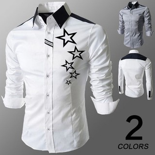 Áo Sơ Mi Nam Phối Màu Họa Tiết Ngôi Sao Cao Cấp