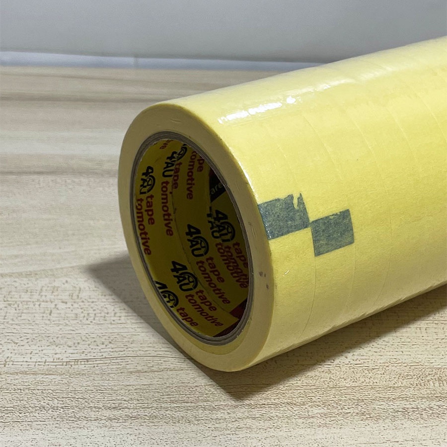 4AU băng keo giấy che sơn ô tô, màu vàng. Kích thước 18mm x 25m, 24mm x 25m, 48mm x 25m
