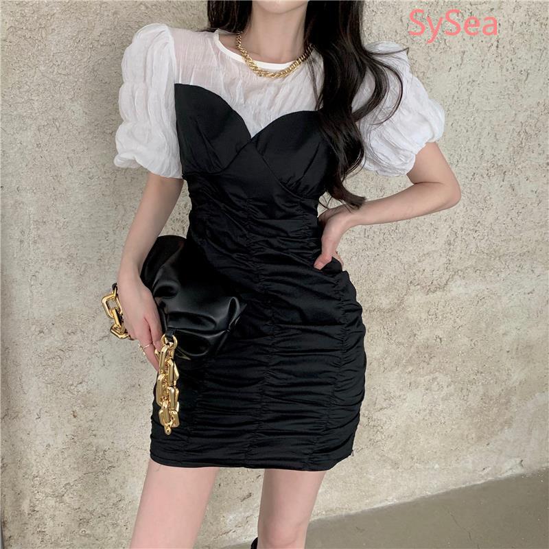 Đầm tay phồng phong cách retro Pháp thanh lịch cho nữ