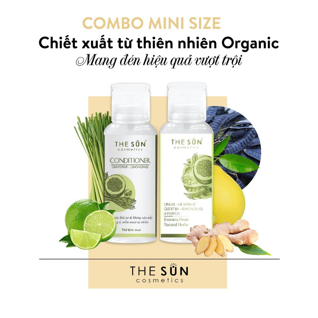 Bộ đôi gội xả mini size thesun 30ml dành cho tóc hư tổn