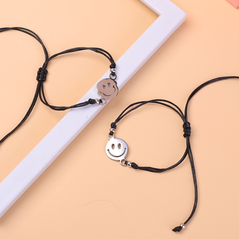 Vòng Tay Dây Sáp Bện Mặt Cười Có Thể Điều Chỉnh