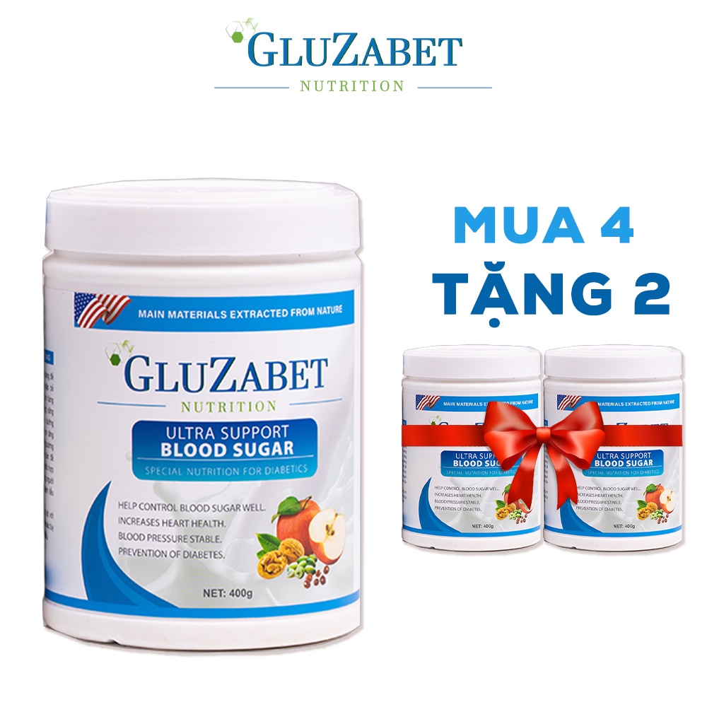 Sữa hạt dinh dưỡng cho người tiểu đường Gluzabet - Combo mua 4 tặng 2 (hộp 400g)