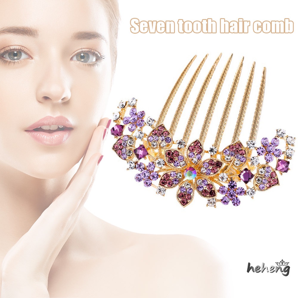 Lược Cài Tóc Hình Hoa Đính Đá Pha Lê 9.20 * 8.90 * 1.00cm