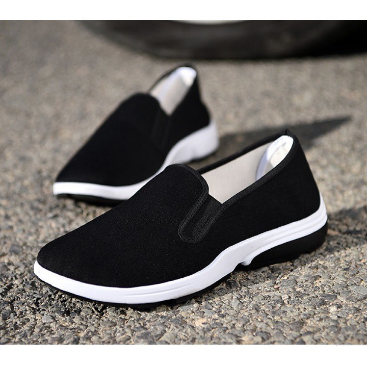 [SIÊU ÊM CHÂN] Giày slip on nam vải trơn SM028 mềm, thoáng mát, đế cao su dẻo đàn hồi tốt, đi nhiều