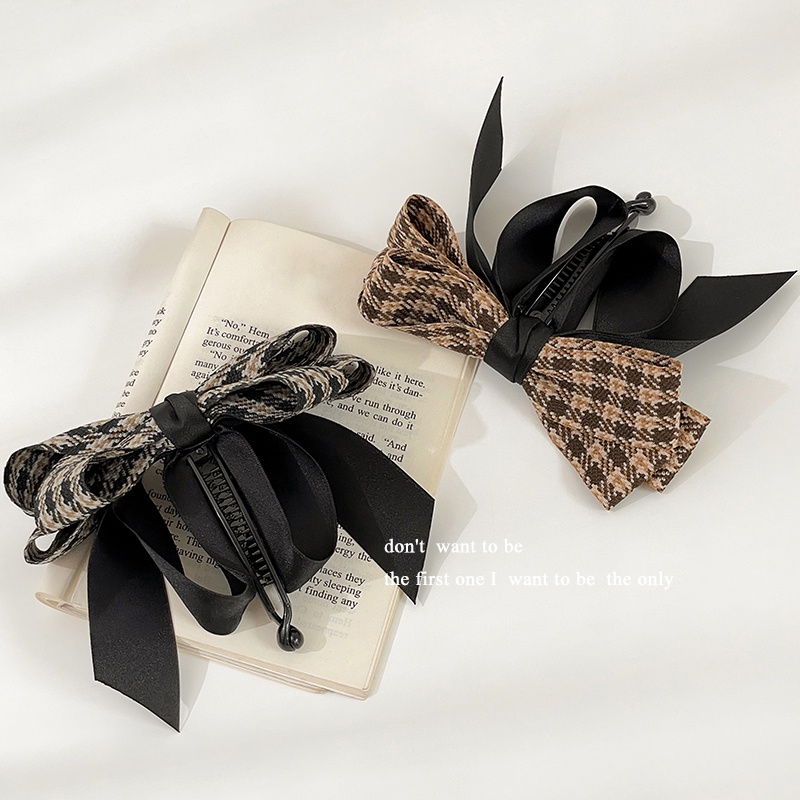 Kẹp Tóc Đính Nơ Họa Tiết Caro Xinh Xắn Cho Nữ