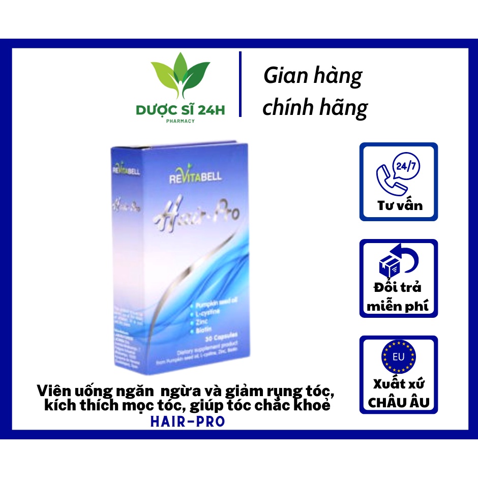 HAIR PRO - VIÊN UỐNG NGĂN NGỪA VÀ GIẢM RỤNG TÓC, KÍCH THÍCH MỌC TÓC, GIÚP TÓC CHẮC KHOẺ HỘP 30 VIÊN