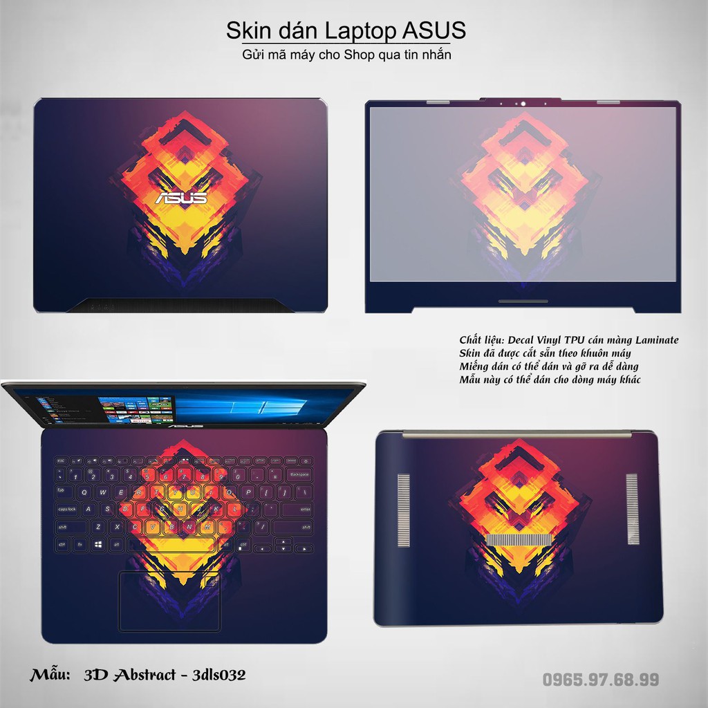 Skin dán Laptop Asus in hình 3D Color