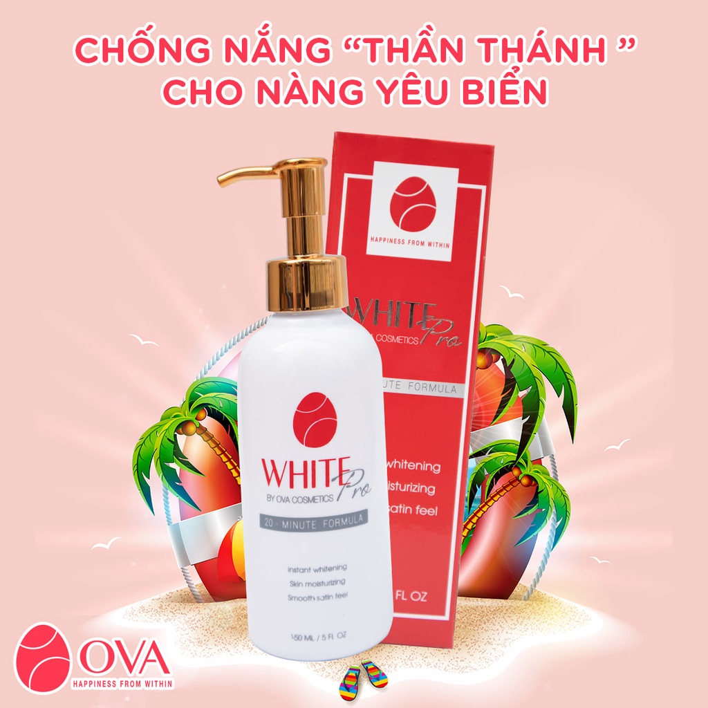 Kem dưỡng trắng, chống nắng da Body Ova Whitepro, nâng tông, dưỡng ẩm, chống lão hóa toàn thân ngày đêm, 150ml