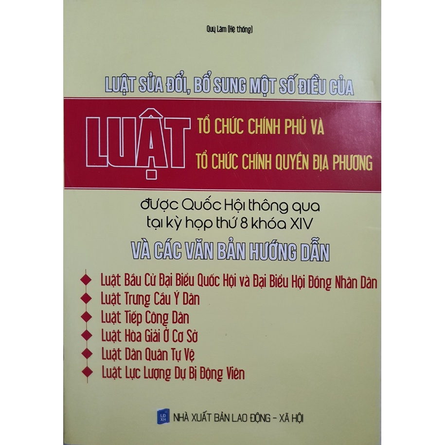 Sách Luật sửa đổi, bổ sung một số điều của luật tổ chức chính phủ và tổ chức chính quyền