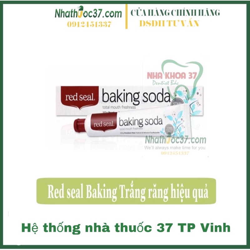 Red seal Baking soda 100g trắng răng hiệu quả, kem đánh răng Red seal các loại Propolis, Smoking