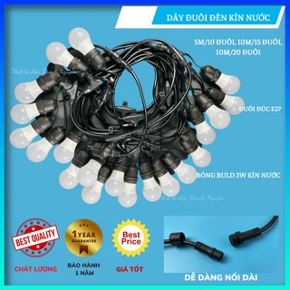 Dây đuôi đèn trang trí kín nước trang trí quán cafe, sân vườn- 5m/10 đuôi, 10m/15 đuôi, 10m/20 đuôi