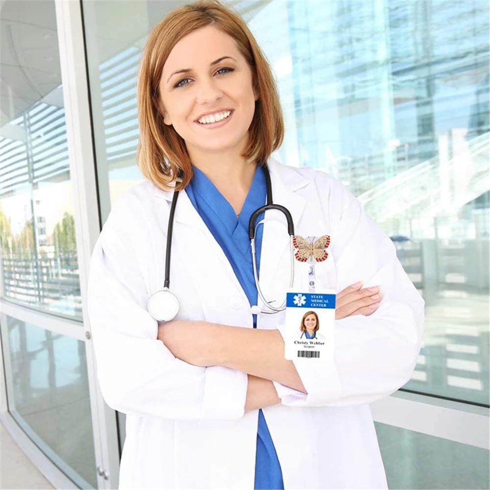 Kẹp Giữ Thẻ ID / Thẻ ID Họa Tiết Bươm Bướm Tiện Dụng Cho Trường Học / Văn Phòng