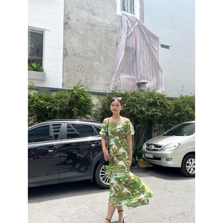 Đầm maxi hở vai đi biển