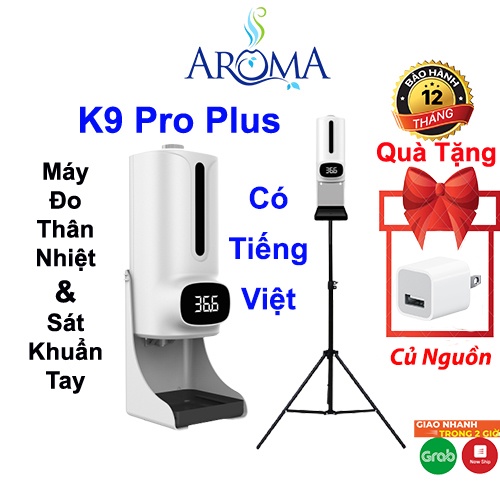 MÁY ĐO THÂN NHIỆT k9 pro plus KIÊM XỊT SÁT KHUẨN TAY TỰ ĐỘNG | MÁY KHỬ KHUẨN XỊT RỬA TAY KHỬ TRÙNG BẢO VỆ SỨC KHỎE.