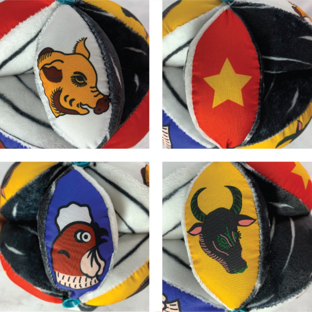 Bóng múi cho bé PiPoVietnam - Bóng múi luyện chân Chủ đề Đông Hồ - Đồ chơi bóng vải Montessori Vietnamese Art