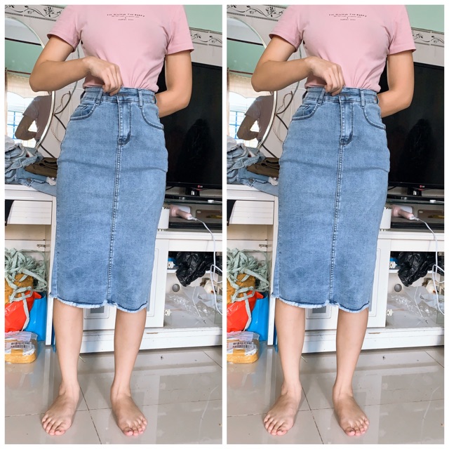 CHÂN VÁY JEAN BÚT CHÌ BIG SIZE DÀI QUA GỐI | BigBuy360 - bigbuy360.vn