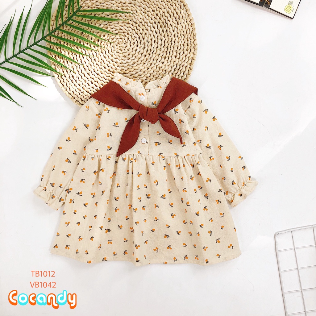 Váy babydoll họa tiết hoa vàng, cherry cho bé gái của COCANDY mã VB104( không kèm turban)