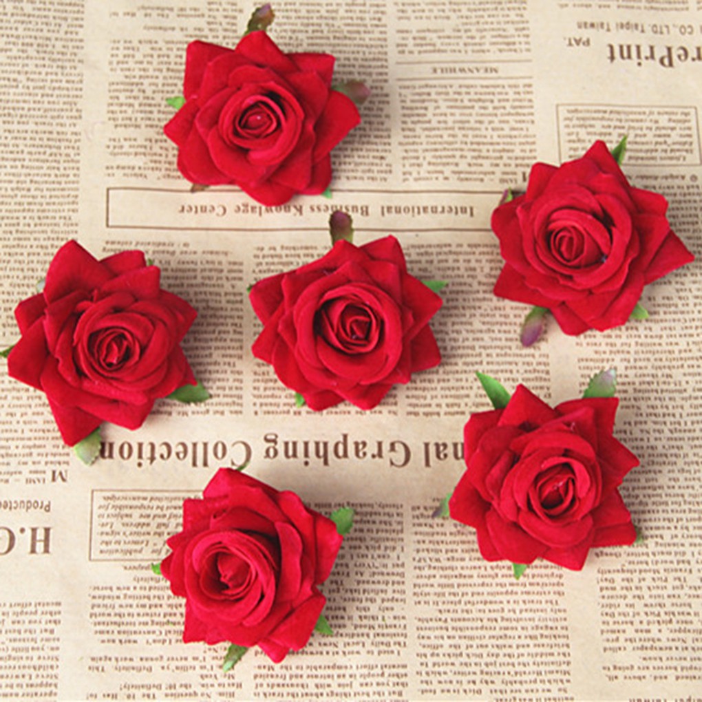 Bông hoa hồng 6cm/7,5cm/10cm bằng vải lụa cực đẹp