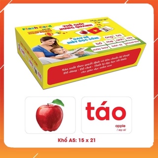 Bộ thẻ học thông minh 14 chủ ddề A5 song ngữ loại chuẩn Glenn Doman Flascard cho bé từ 0-6 tuổi
