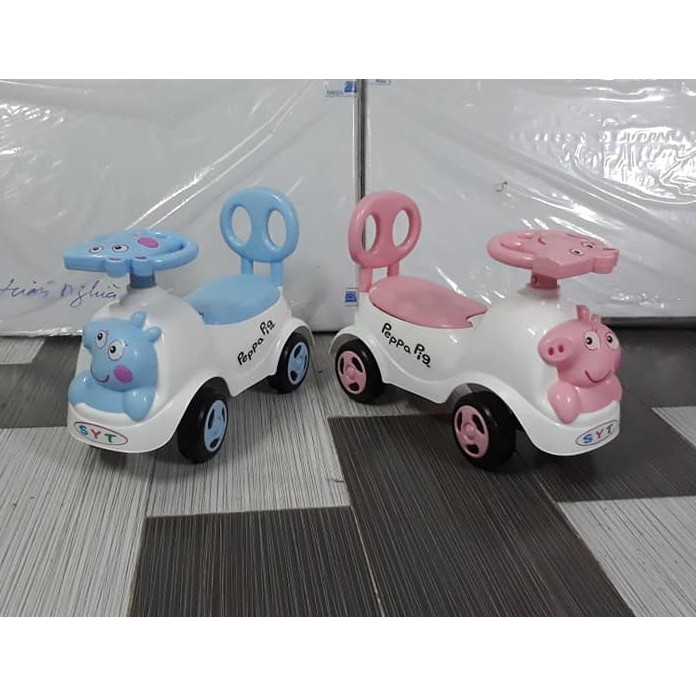 [NHẬP TOY30K] Xe lắc bơi chòi chân Heo Peppapig cho bé có nhạc + còi + thùng đồ + tựa lưng (Xe chòi chân cho bé)