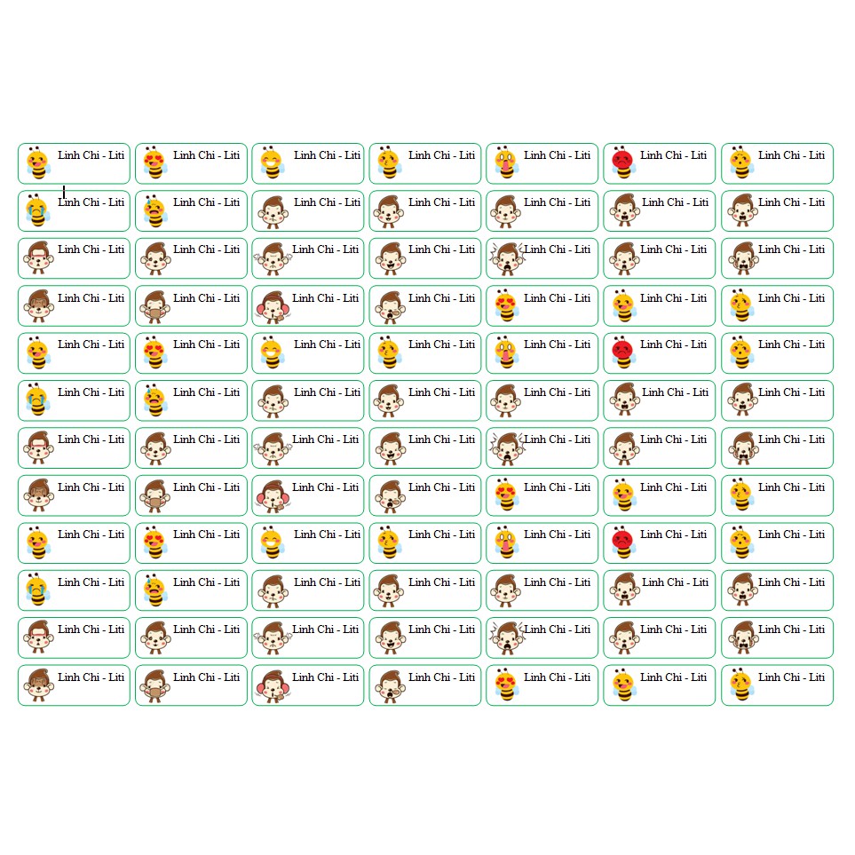 Combo nhãn vở in cho bé 30k/40 nhãn hoặc 160 stickers
