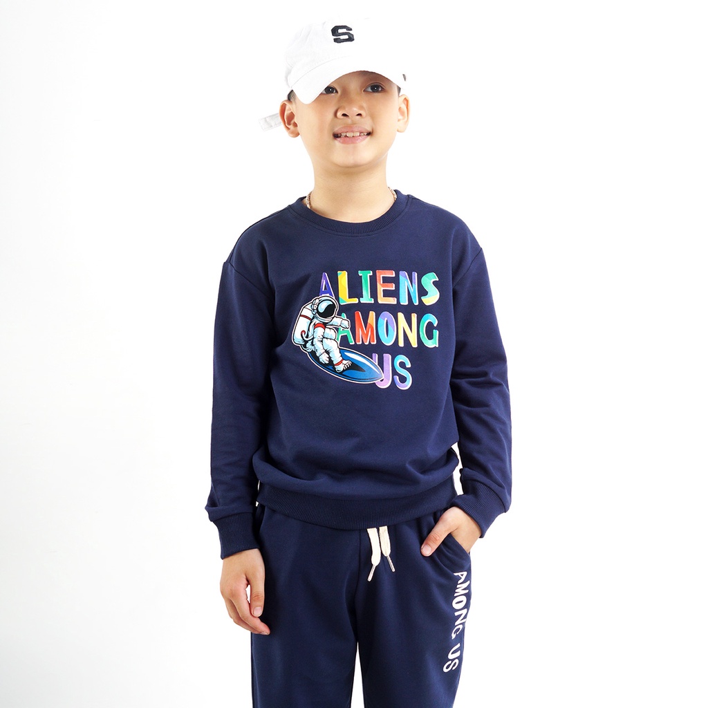 Áo nỉ bé trai SAYME nỉ thu đông cotton da cá mềm mịn dày dặn ấm áp in hoạt hình dễ thương BCSI0009-10