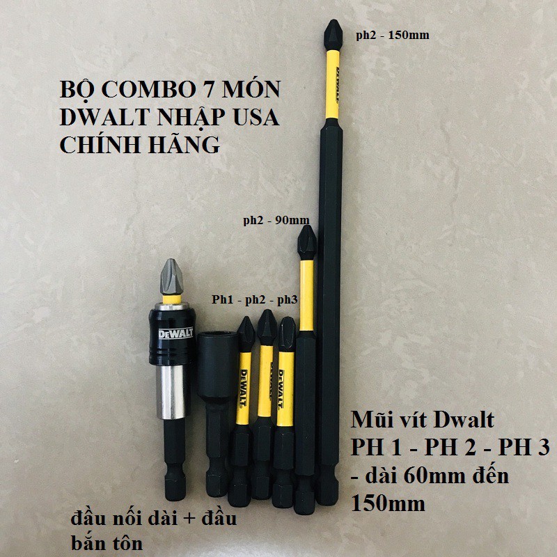 Bộ 7 Mũi Vít DeWalt Chính Hãng Nhập Mỹ Có Từ