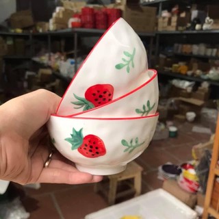 BÁT CƠM DÂU TÂY☘️BÁT ĂN DẶM☘️HOẠ TIẾT CUTE