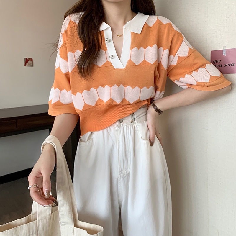 Áo Sơ Mi Ngắn Tay Cổ Polo Dáng Rộng Thiết Kế Thời Trang Mùa Hè Mới Cho Nữ