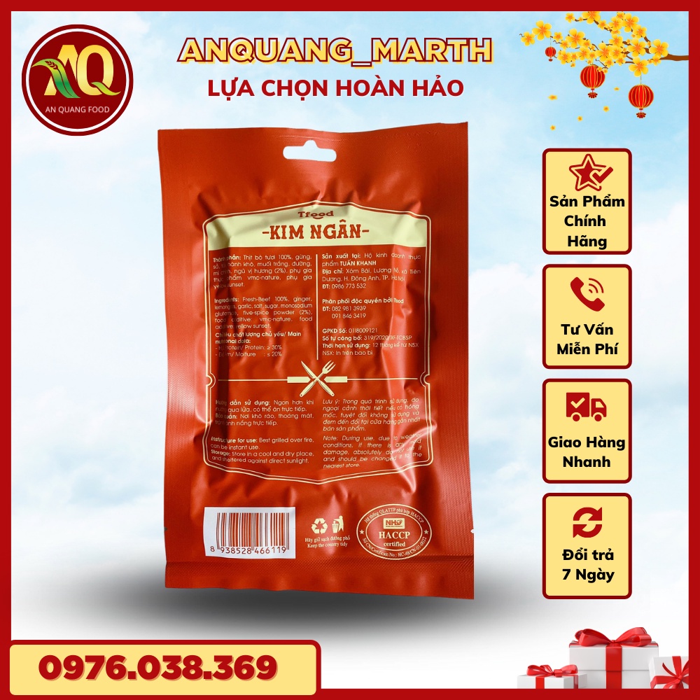 Khô bò miếng ANQUANG_MARTH,Thịt bò khô Kim Ngân gói 40gr-Hàng chất lượng