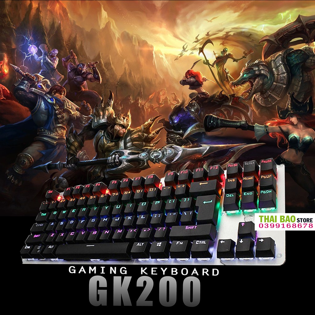 Bàn phím HP GK200 mini 87 phím Switch LED đa màu - trải nghiệm phím cơ GAMING CỰC ĐÃ