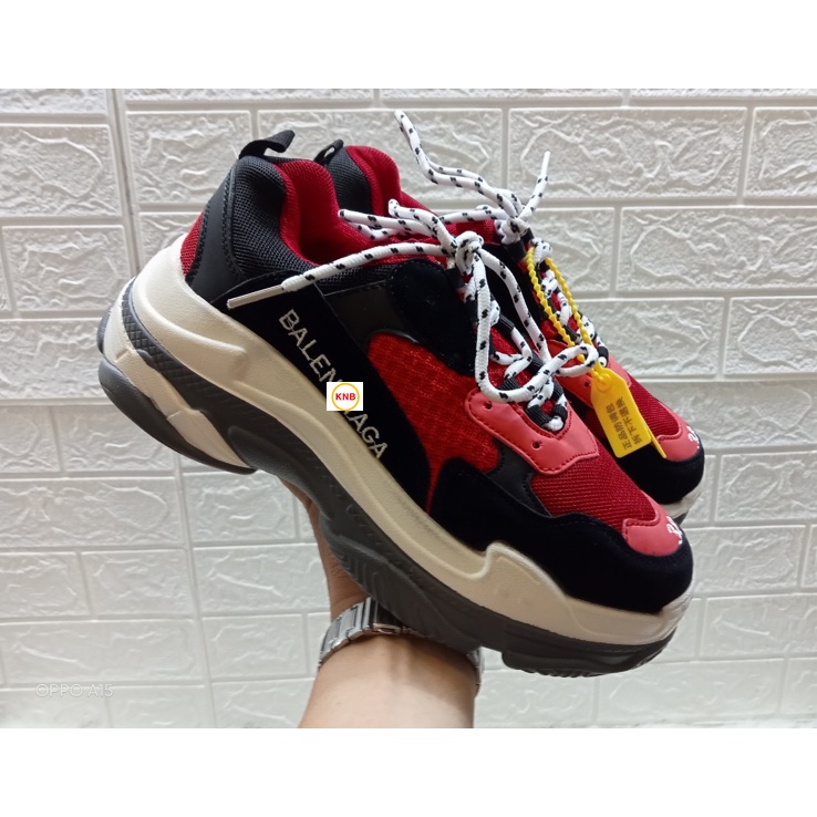 [Tặng tất + Freeship] GIÀY BALENCIAGA Triple S thể thao nam nữ sneaker cao cấp đỏ mix đen, size 36-43....