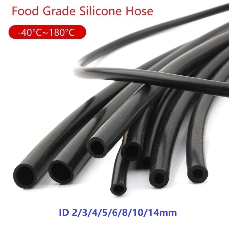 1M Food Grade Black Silicone Tube ID 2 3 4 5 6 8 10 14mm Rubber Hose Flexible Soft Pipe For Aquarium Air Pump Ống Cao Su Bơm Hơi Bể Cá