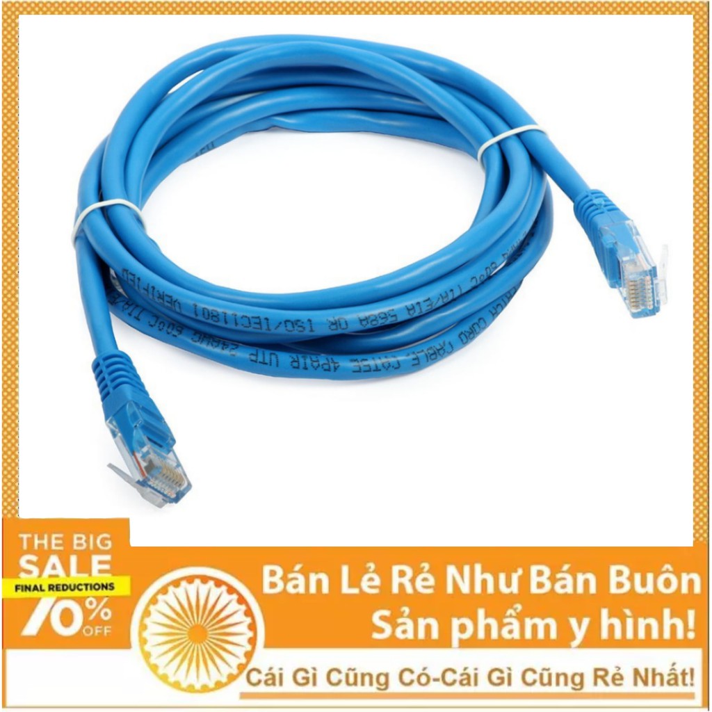 Dây mạng 2 mét bấm sẵn 2 đầu màu xanh