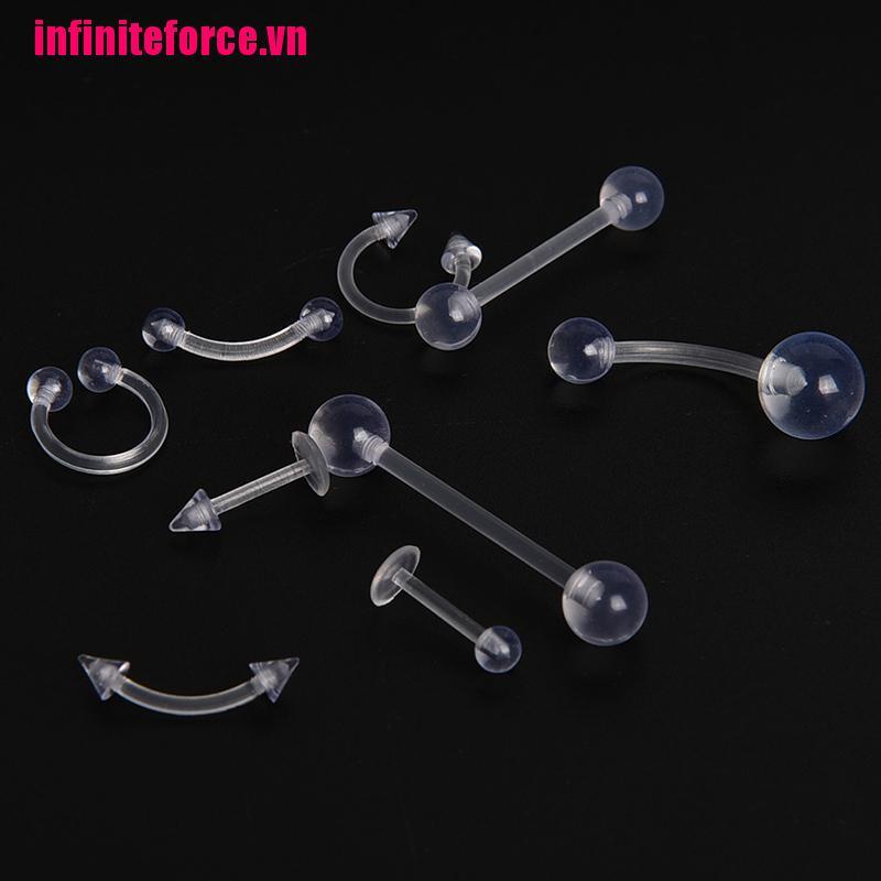 Bộ 9 Khuyên Xỏ Cơ Thể Trong Suốt Cá Tính