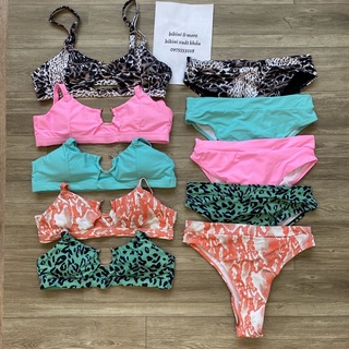 [BKN409] <ÂU> SET BIKINI KHUY NGỰC 5 MÀU (CẠP CAO) [XANH BEO/CAM/HỒNG/XANH MINT/ĐEN LOANG]