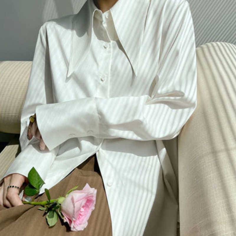 Áo Sơ Mi Mỏng Tay Dài Cổ Cao Thời Trang Hàn Quốc 19005