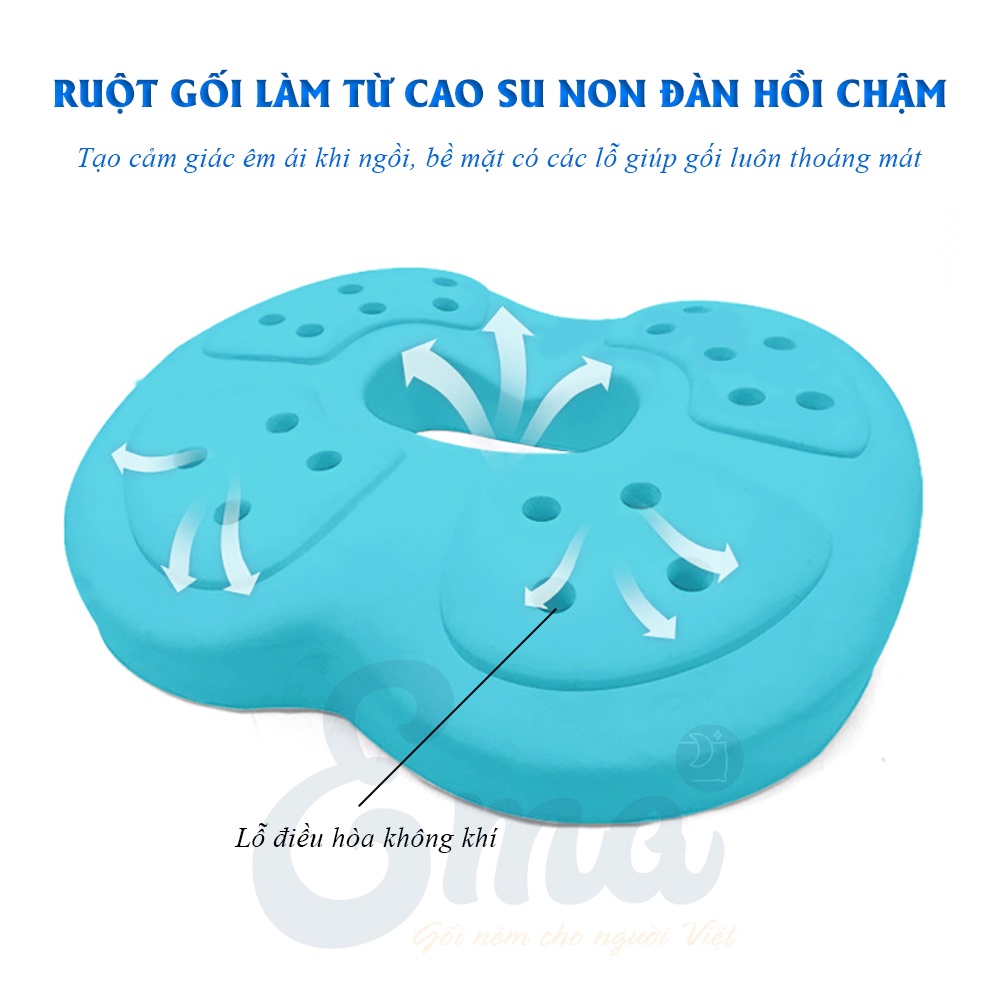 Bộ gối tựa lưng có gel lạnh &amp; đệm lót ghế chống trĩ thế hệ 2 cho dân văn phòng SP11 EMA